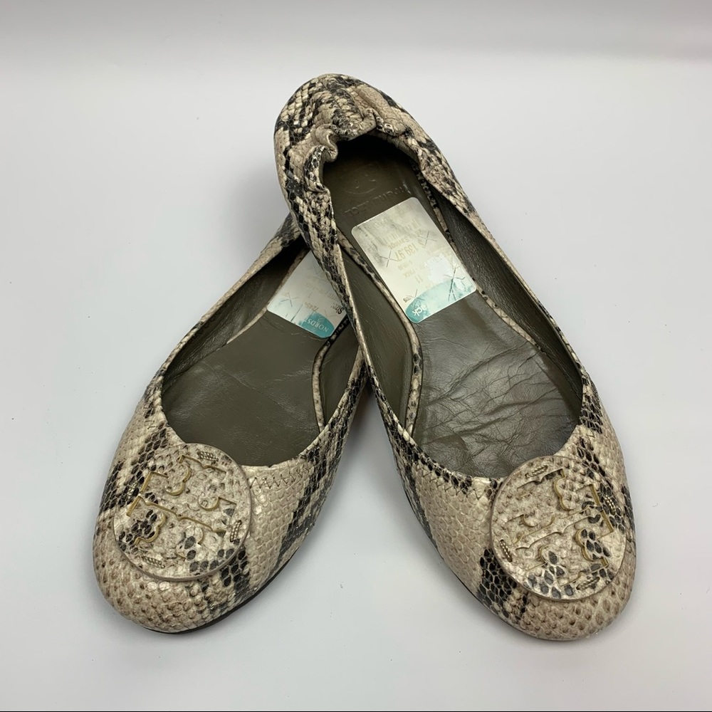 Tory Burch Snakeskin Reva Flats Size 11